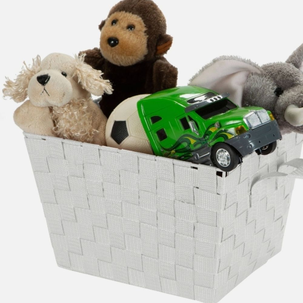 Simplify Woven Basket w/Handles- White